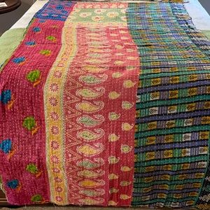 Hand quilted recycled Kantha throws very colorful